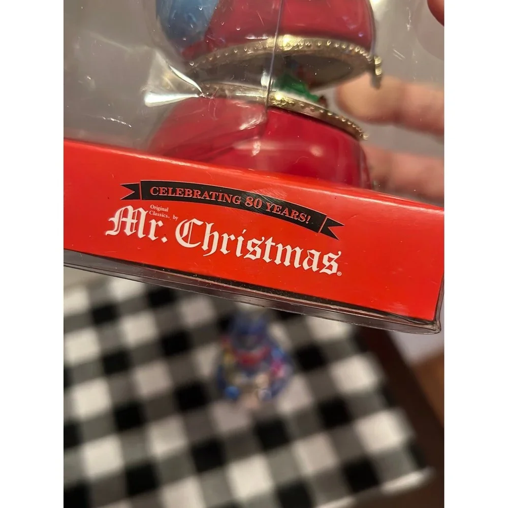 Mr Christmas Porcelain Snowman AND Santa Music Box Animated Carousel